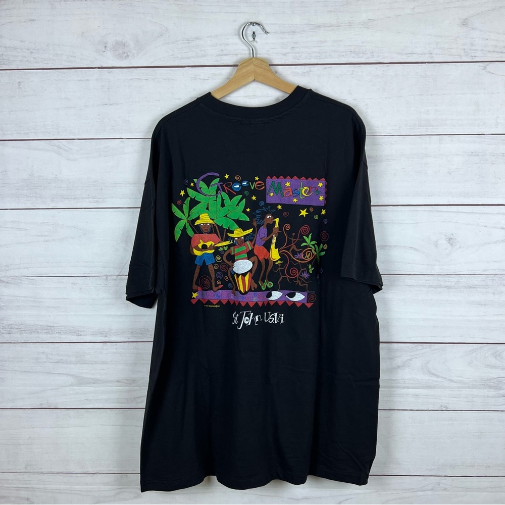 Vintage 1992 Groove Masters St. John Virgin Islands Art T-Shirt XXL